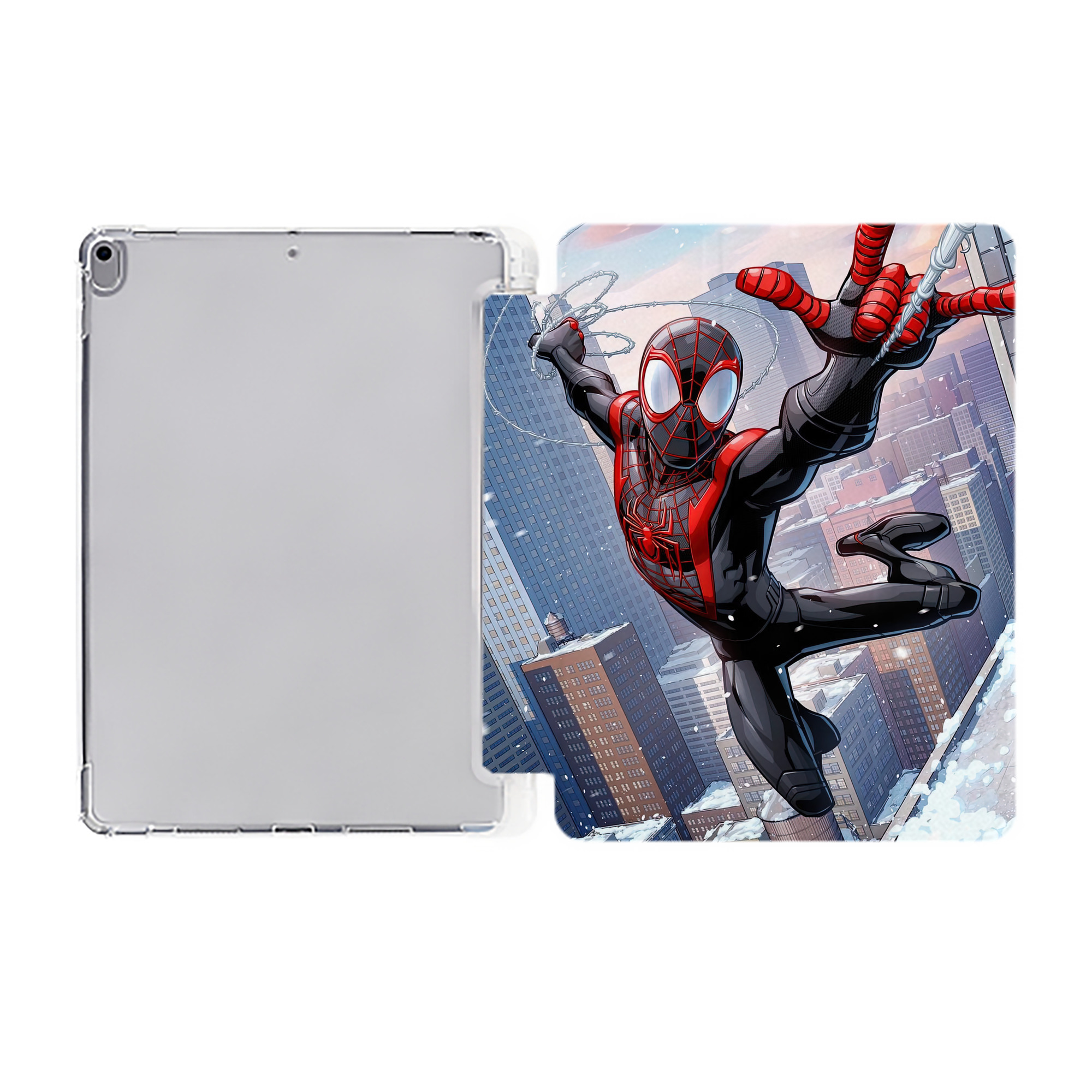 （画像用） Spider Man スパイダーマン IPad ケース ペン収納付き 三つ折りスタンド PUレザー×シリコン 対応機種9.5/10.5/10.9インチ